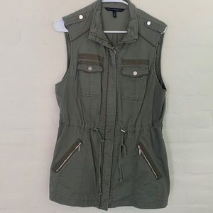 Army green zip up vest